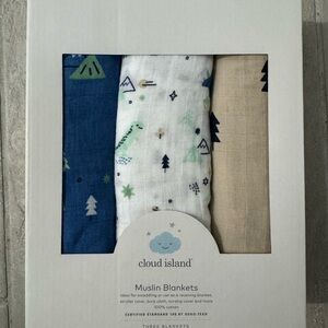 Cloud Island Muslin Blankets Swaddle Set of 3 Dinosaur Forrest Mountain New